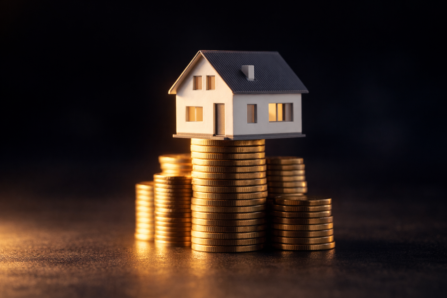 Model domu na zlatých mincích